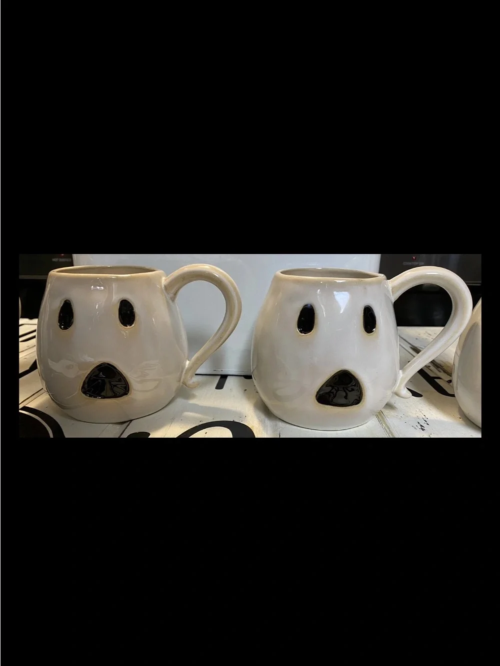 RARE NEW Pottery Barn Figural Ghost Mugs Halloween Set 4 First Edition Originals